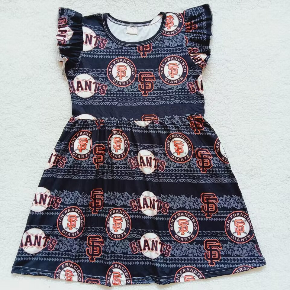 S circle letter black flying sleeve dress S圆圈字母黑色飞袖裙