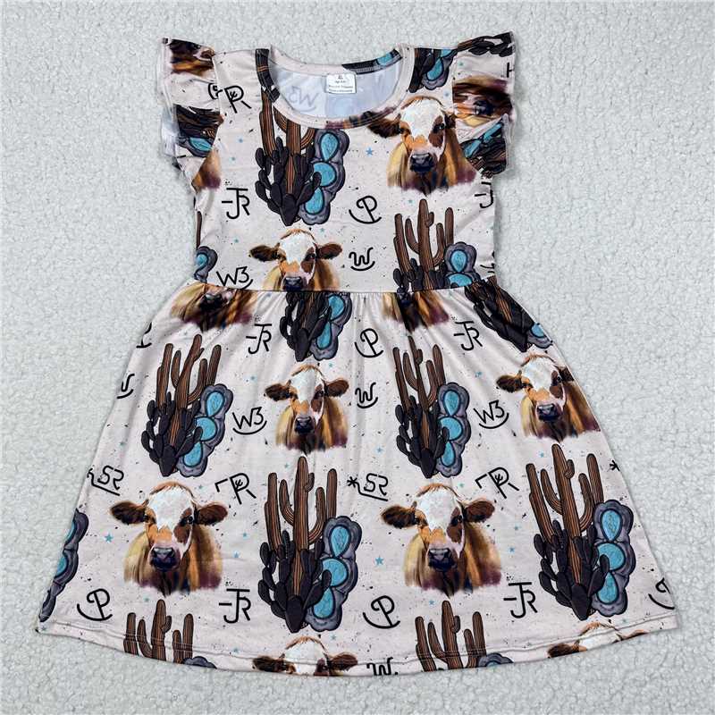 Bull cactus beige flying sleeve dress 牛头仙人掌米黄色飞袖裙