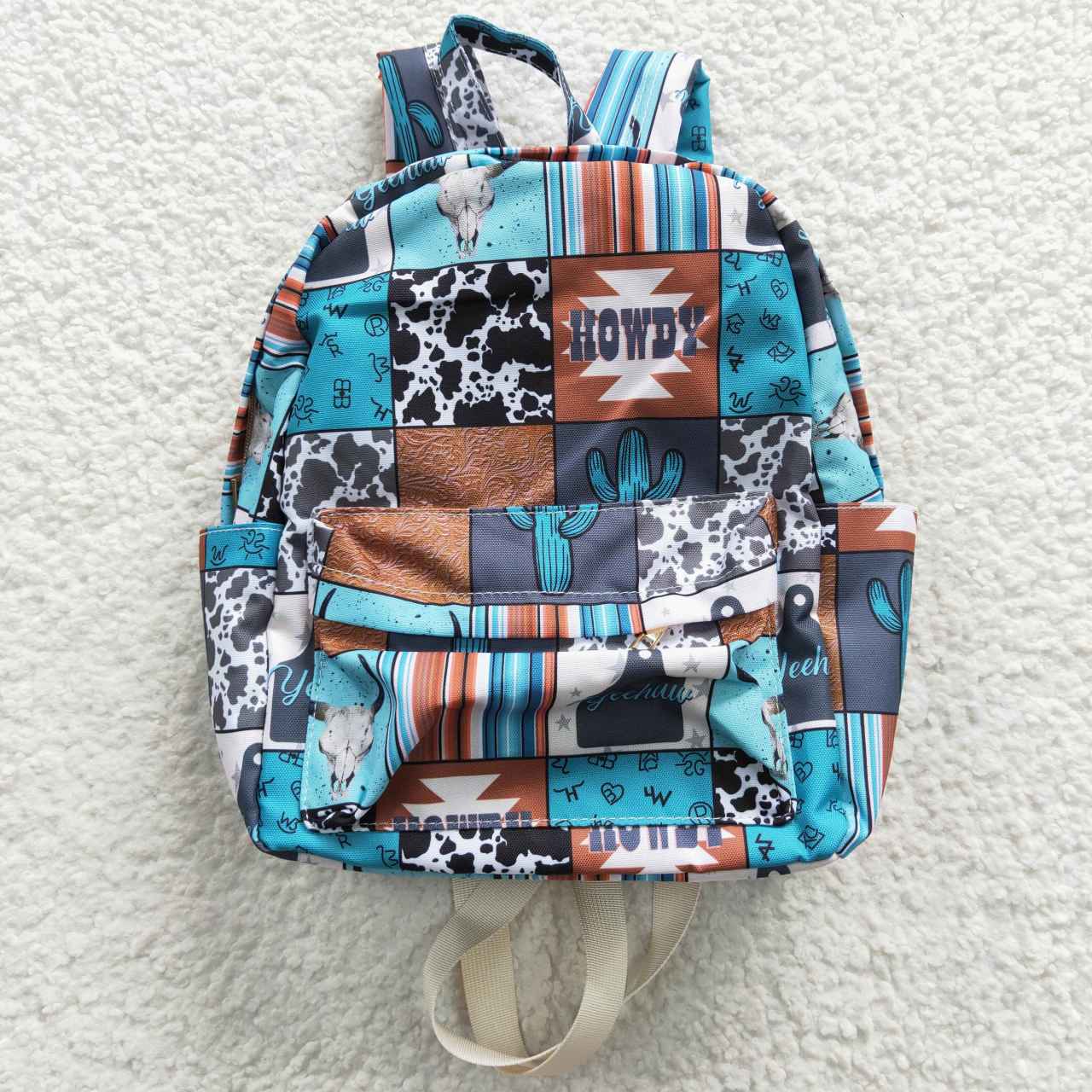 BA0077-M- howdy cactus plaid blue backpack