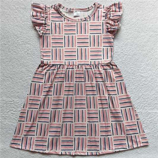 "G4-4-7 Black and pink striped flying sleeve dress"
