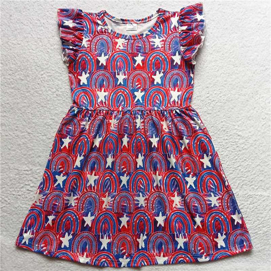 "G4-4-7,./ White five-pointed star colored flying sleeves dress"