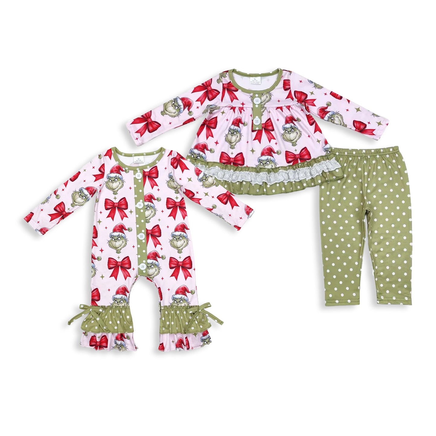 RTS NO MOQ Sibling Baby Girls Christmas boy long sleeves pants sets and rompers