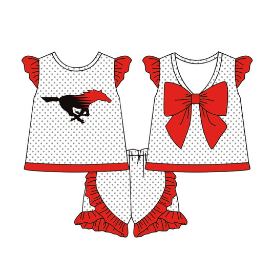 PRE ORDER Deadline July 21 custom no moq Children's boutique clothing  sport teams Pony short sleeve shorts set
