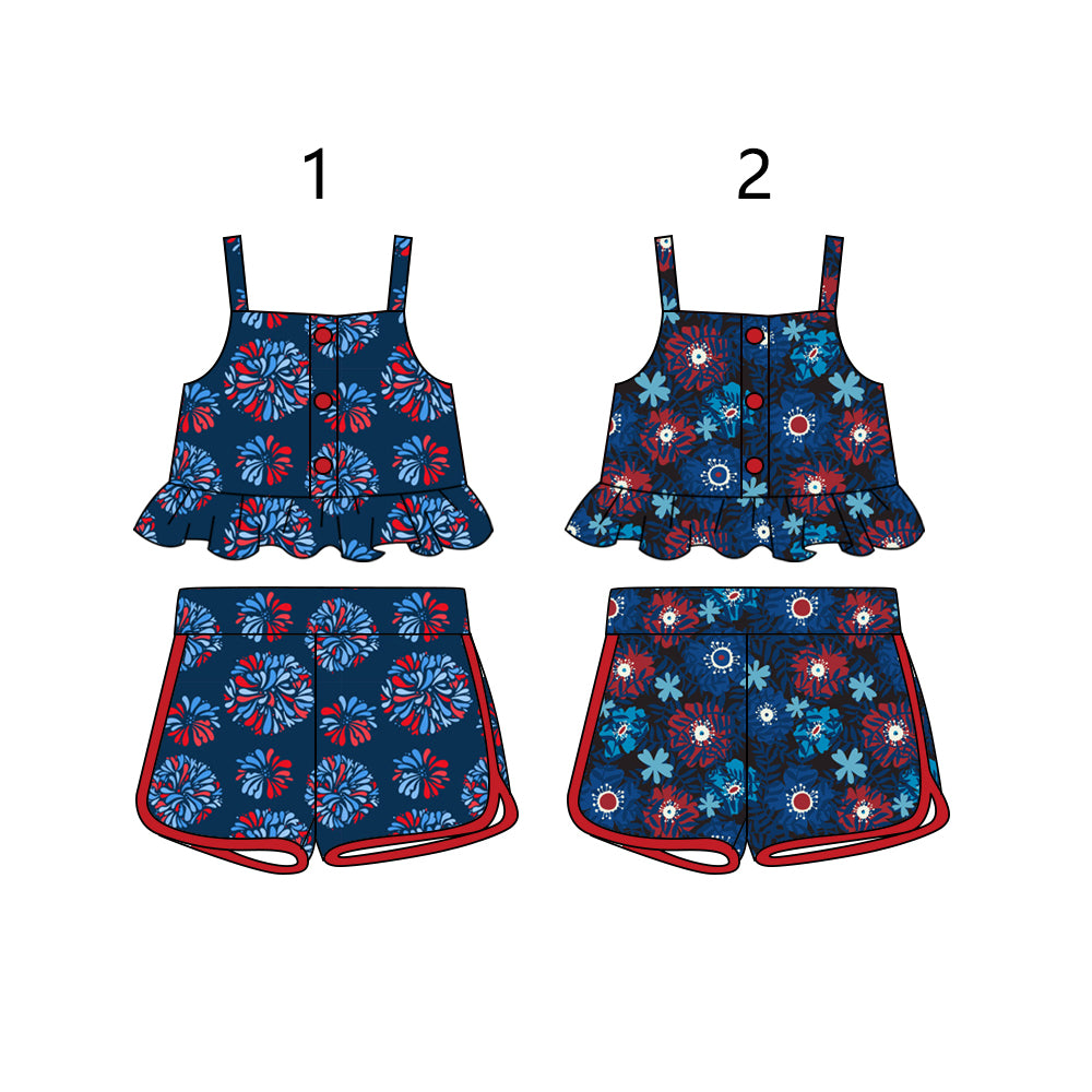 1.15 custom each style moq 5eta 4-6week Sibling Sister baby girls short sleeve shorts sets 1 and sets 2 and sets 5 match design