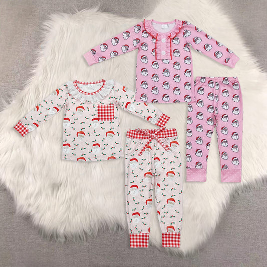 RTS NO MOQ Sibling Baby Girls boys modal Christmas trees Long Sleeve Pants Sets