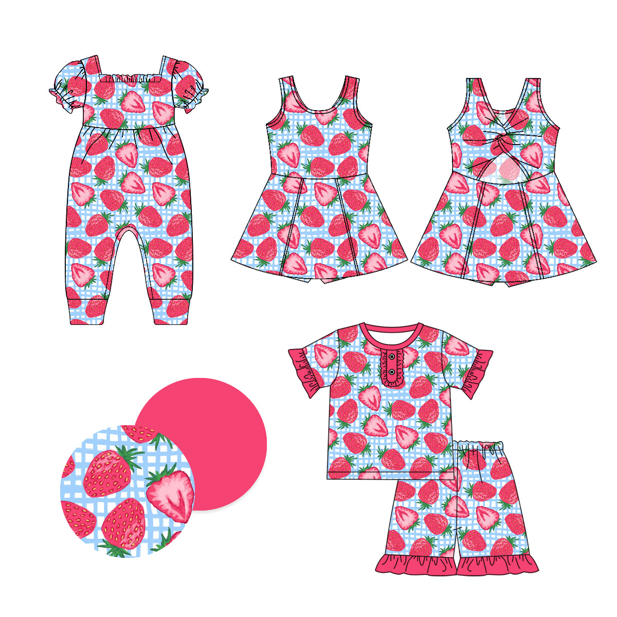 1.4 custom each style moq 5eta 4-6week Sibling Sistes baby girl short sleeve shorts sets and dress and rompers match family design