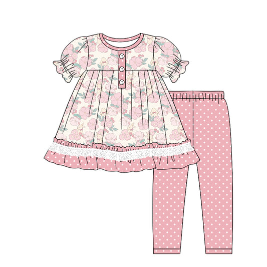 9.26 custom each style moq 5eta 4-6week Sibling Sister floral pink baby girl sets and dress and rompers match family design