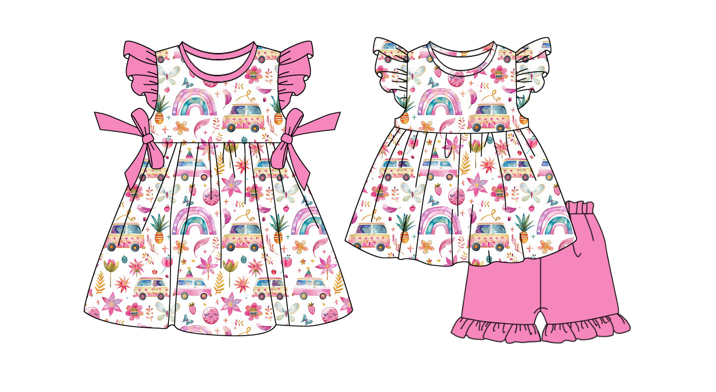 1.18 custom each style moq 5eta 4-6week Sibling Sister baby girl short sleeve shorts sets and dresses match design