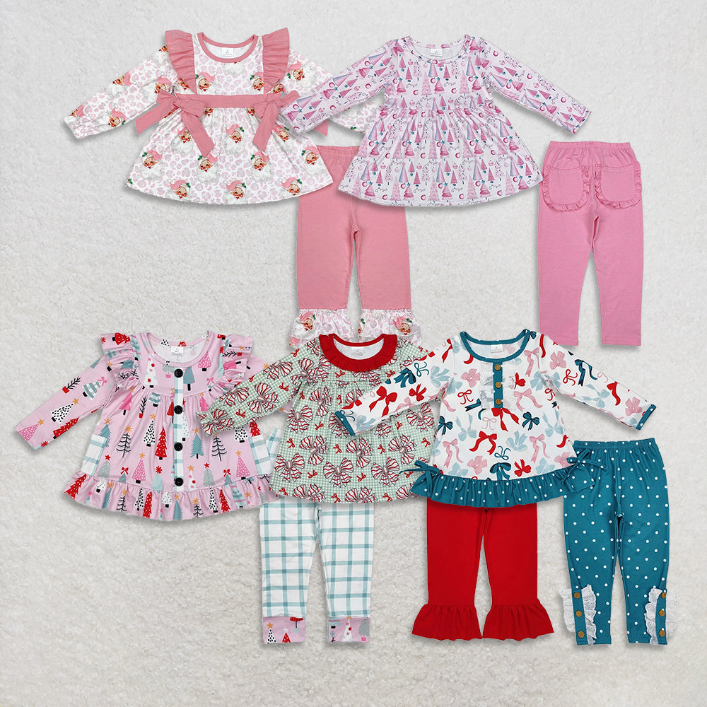 RTS NO MOQ Sibling Baby Girls clothes Christmas Long Sleeve Pants Sets