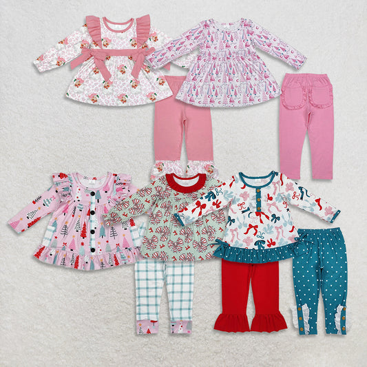 RTS NO MOQ Sibling Baby Girls clothes Christmas Long Sleeve Pants Sets