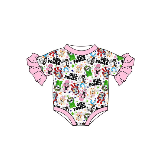 5.16custom each style moq 5eta 4-5week Sibling Sister cartoon character print girls outfits and baby romper match family design