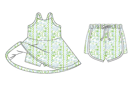 26.1.7 custom each style moq 5 eta 6-8week Sibling Sister floral baby short sleeve dress and shorts match design