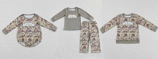 Baby boys camouflage and bird print Sibling Sister Clothes Sets