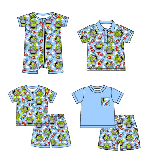 1.20 custom each style moq 5eta 4-6week Sibling Sister cartoon baby girl sets 1 and sets 2 and boy rompers and top match family design