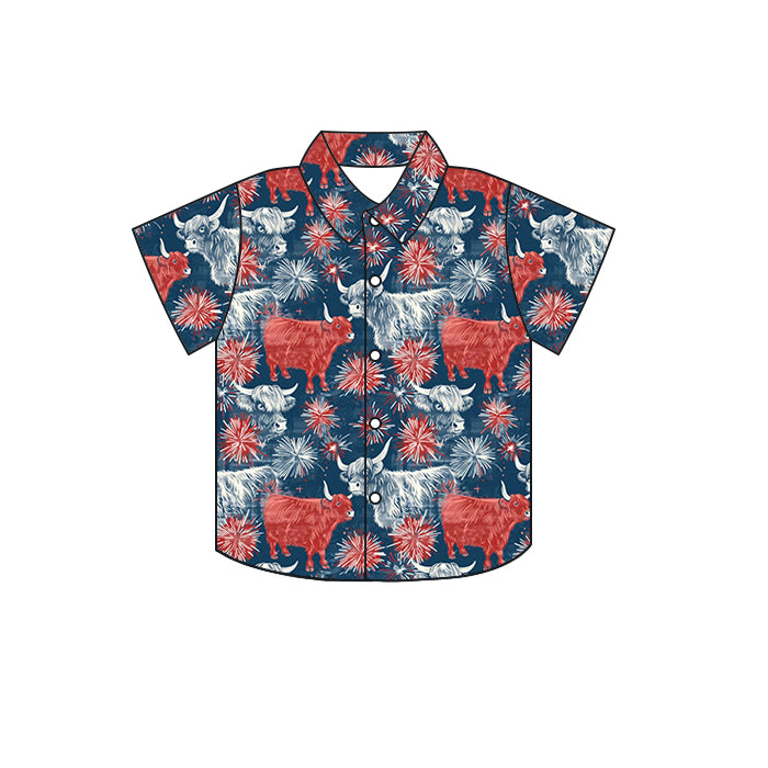 5.8custom each style moq 5eta 4-5week Sibling Sister red yak and fireworks prints navy blue boys outfits and baby romper and backpack match family design