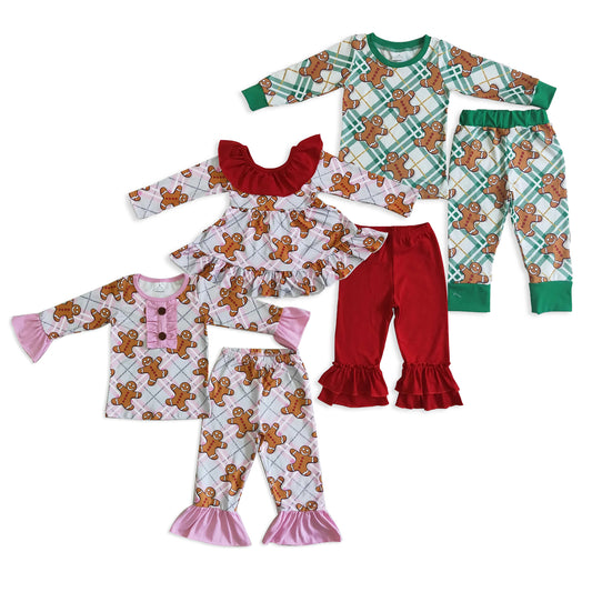 RTS NO MOQ Sibling baby girls boy clothes Christmas long-sleeved trousers suit