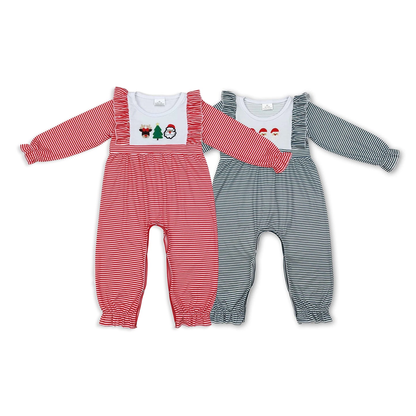 RTS NO MOQ Baby boy clothes Embroidery Christmas long Sleeve Romper Mixed Sizes