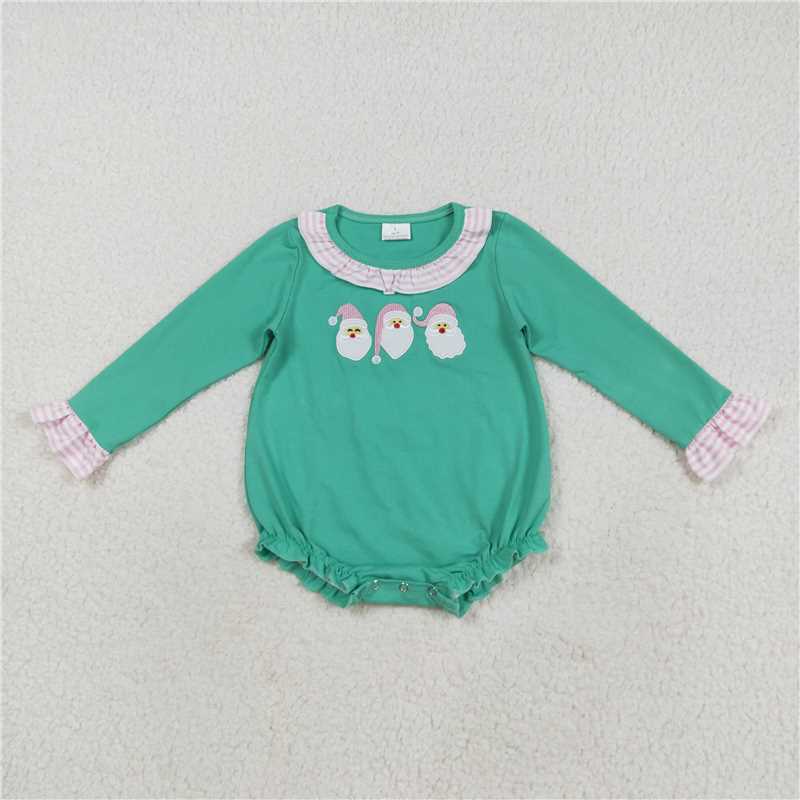 RTS NO MOQ（In Stock) LR2412 Baby Girl clothes Christmas long sleeve bodysuit with embroidered
