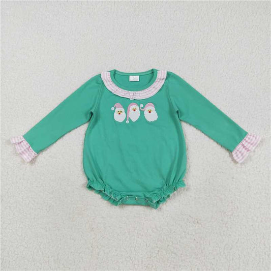 RTS NO MOQ（In Stock) LR2412 Baby Girl clothes Christmas long sleeve bodysuit with embroidered