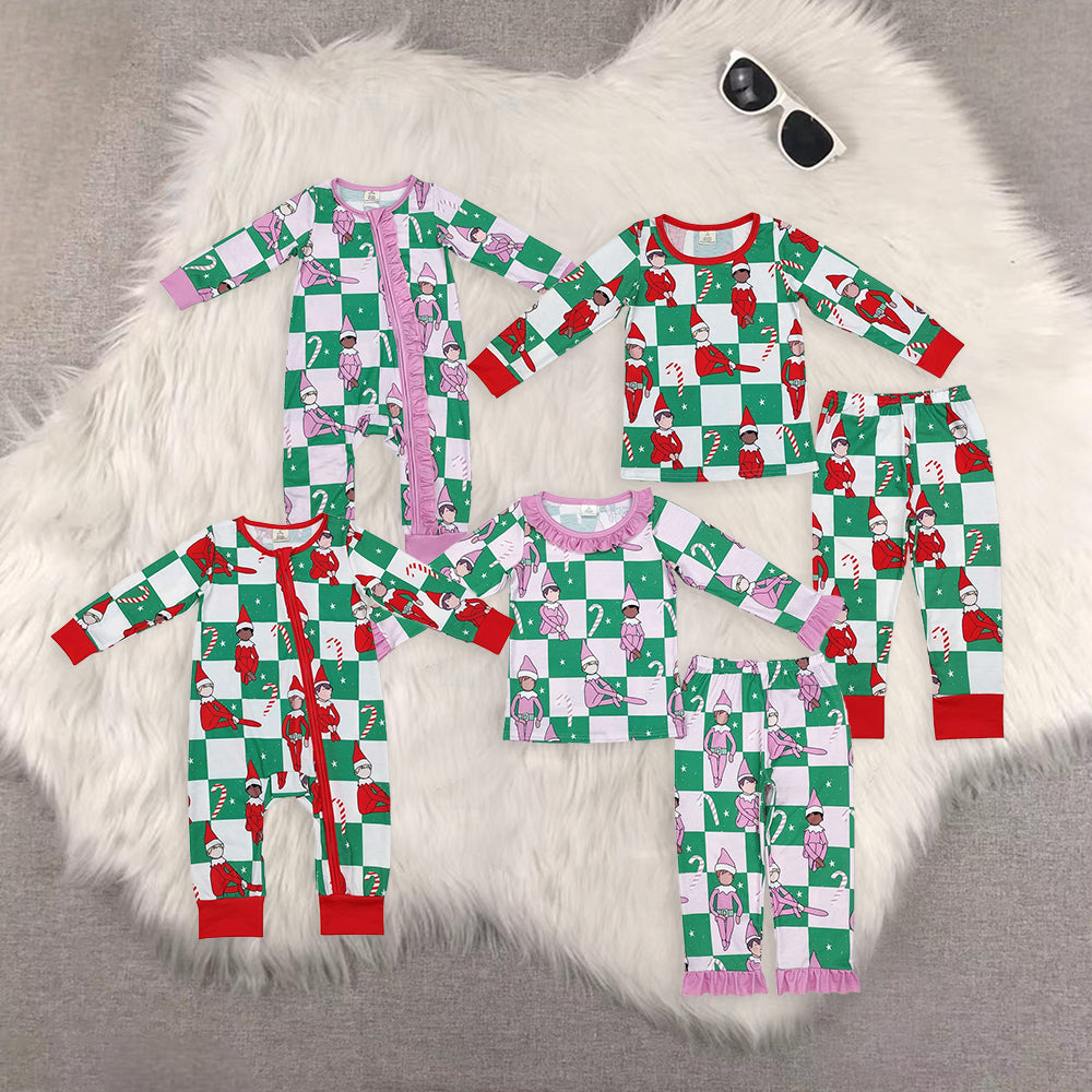 RTS NO MOQ Sibling Baby girls modal Christmas long-sleeved trousers suit & romper