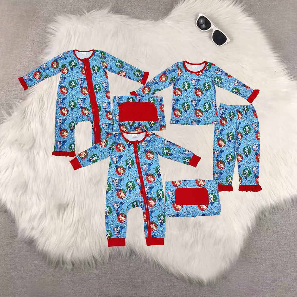 RTS NO MOQ Sibling Baby boys girls Christmas cartoon long-sleeved trousers suit & rompers