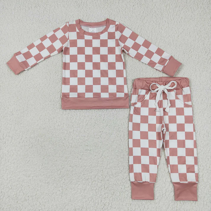 RTS NO MOQ Children's plaid long-sleeved suit