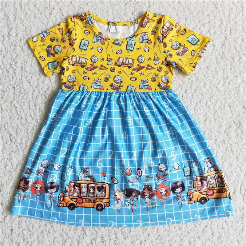 D3-19 Girls school bus positioning short-sleeved skirt