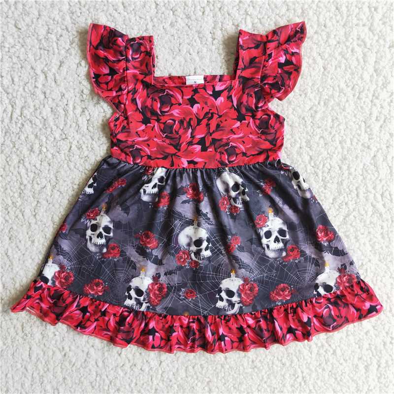 E1-13 Ghosthead Red Flying Sleeve Dress