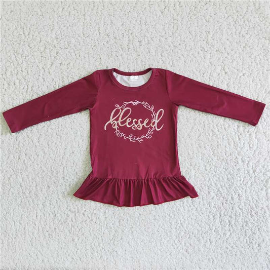 RTS SALES NO MOQ G2-16-7/*. Gold English dark red long-sleeved top