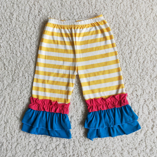 RTS SALES NO MOQ G2-12-5' Yellow striped red and blue lace pants