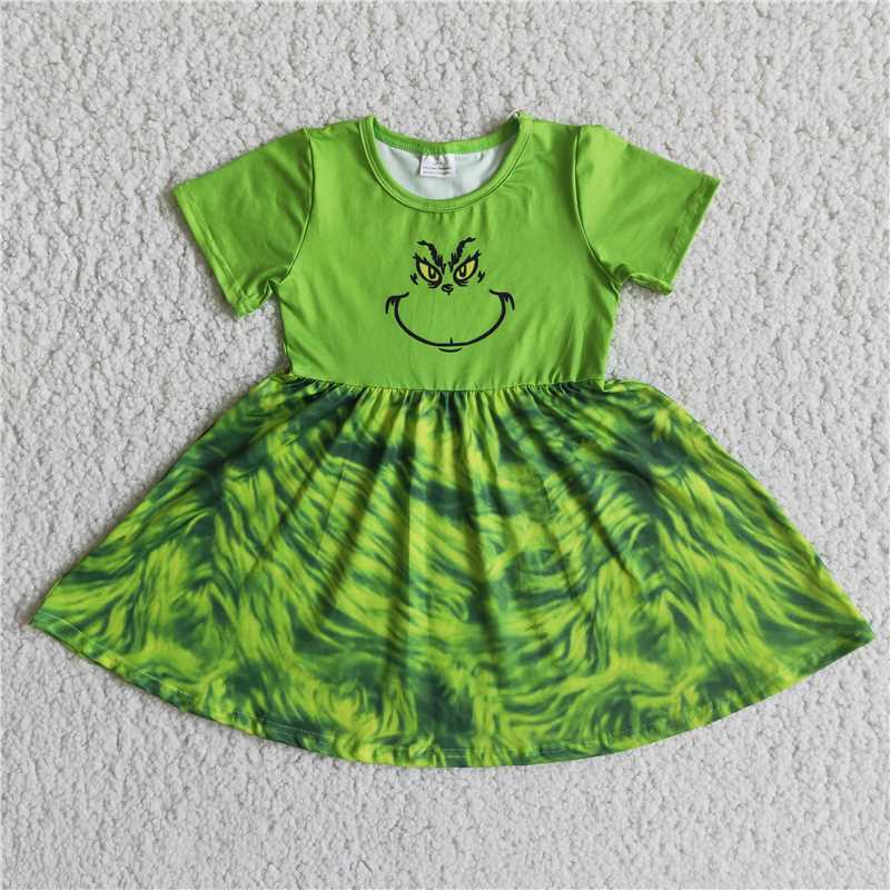 E3-3 grinch green short sleeve skirt