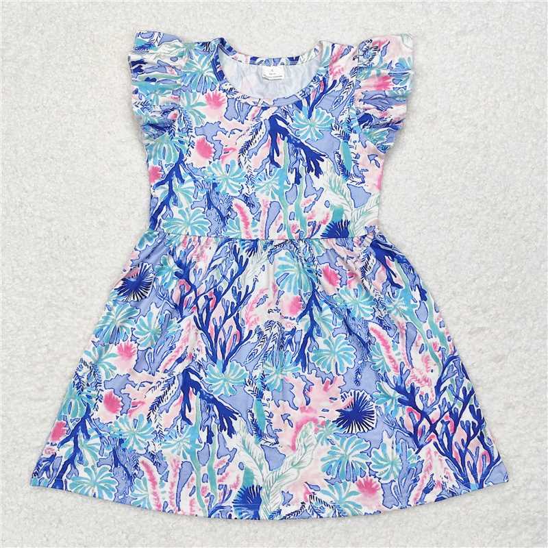 RTS SALES NO MOQ G6-19-4*；’ seaweed flying sleeve dress 抽象海草飞袖裙