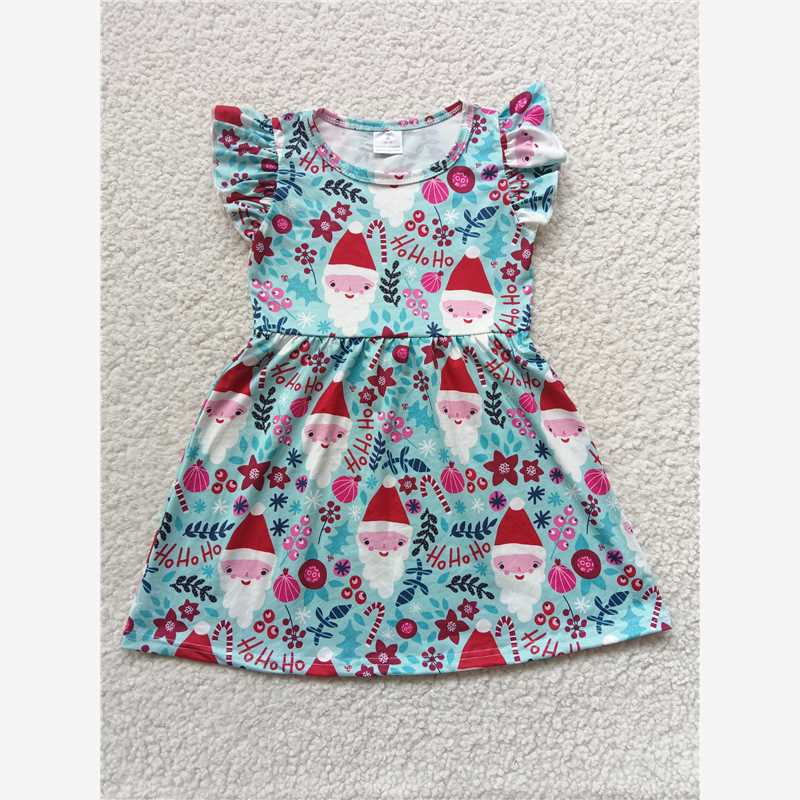 Santa light blue flying sleeve dress 圣诞老人淡蓝色飞袖裙