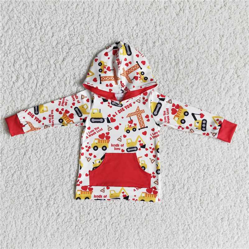 RTS NO MOQ Baby kid Girls Valentine pullover hooded long sleeve top