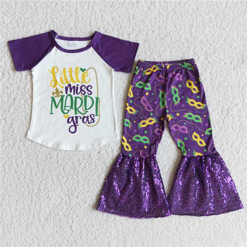 RTS NO MOQ Baby Girls and Boys Masked Party Short Sleeve Long Pants Set