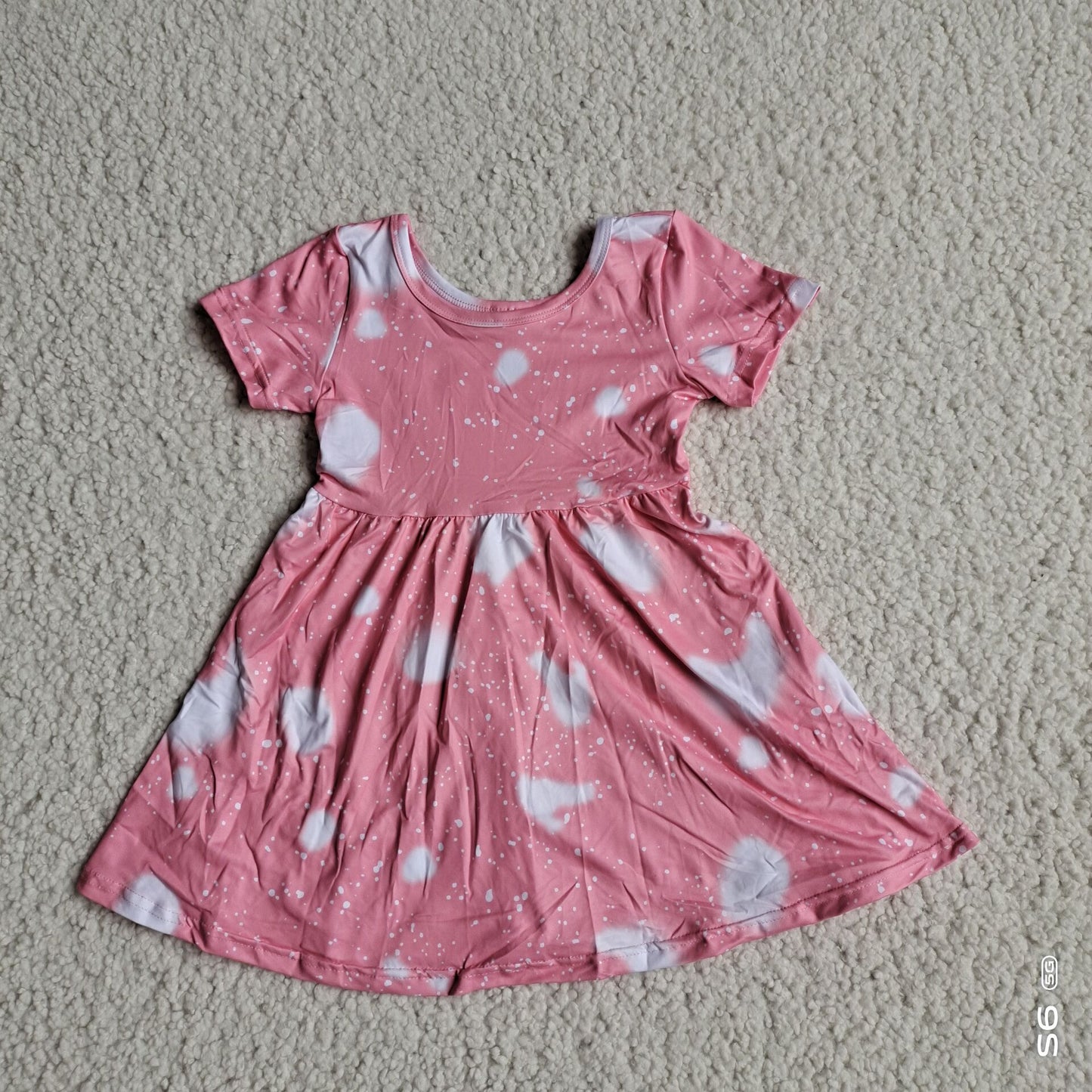 G4-11]'*; White Cloud Pink Short Sleeve Dress