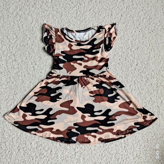 G4-19-1.*/ Leather brown camouflage flying sleeves dress