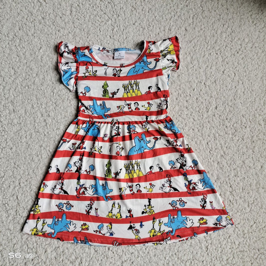 G4-7*.;' Clown red striped flying sleeves dress