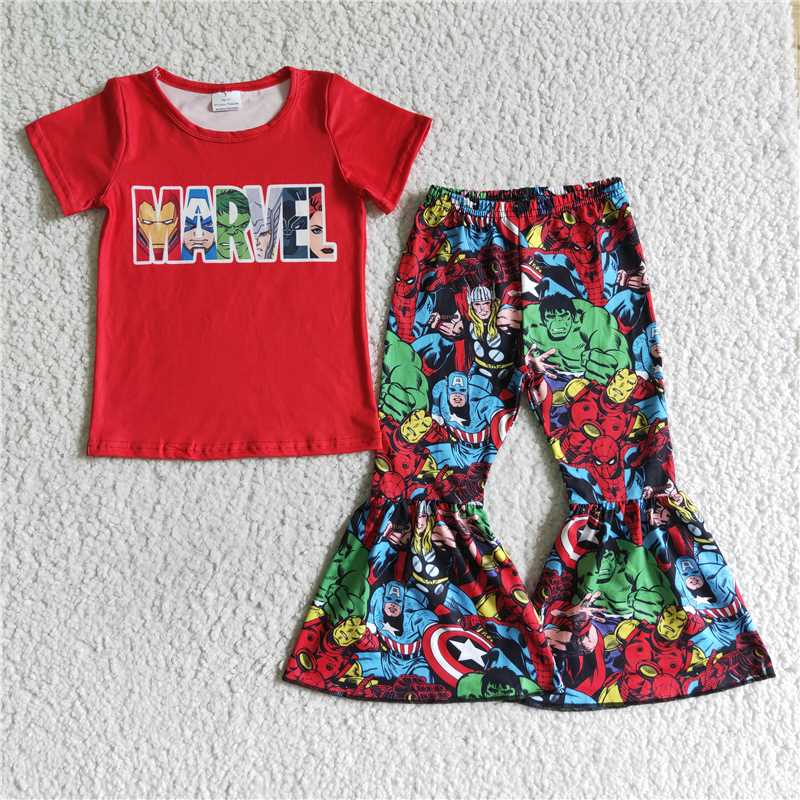 RTS NO MOQ MARVEL red short-sleeved trousers suit BSPO0021   GSPO0308   GSPO0159