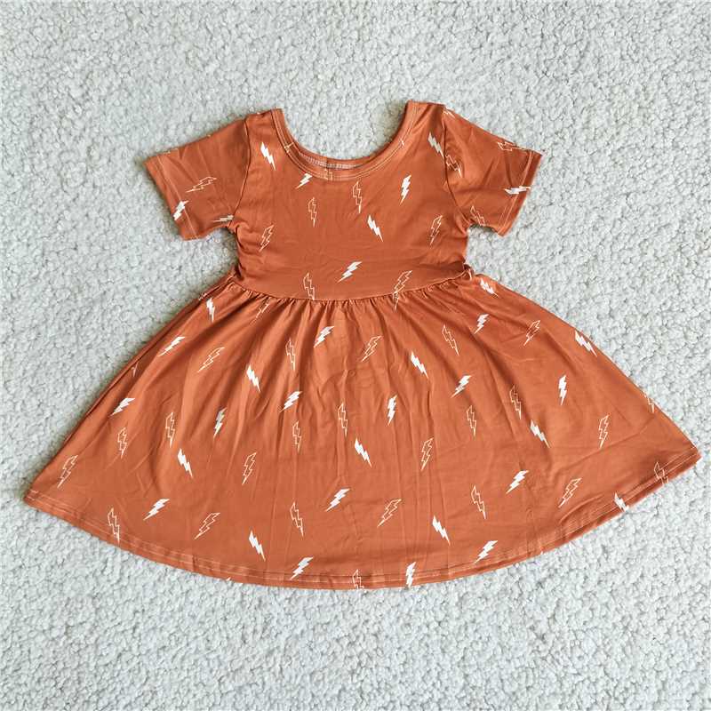 G4-25-5;* Lightning dark orange short-sleeved dress