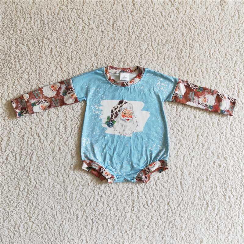 RTS NO MOQ Baby kids cartoon Christmas character long sleeve short romper