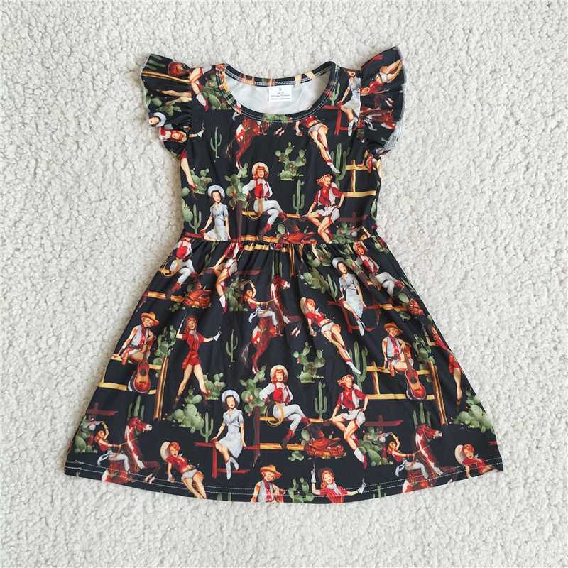 Woman cactus black flying sleeve dress 妇人仙人掌黑色飞袖裙