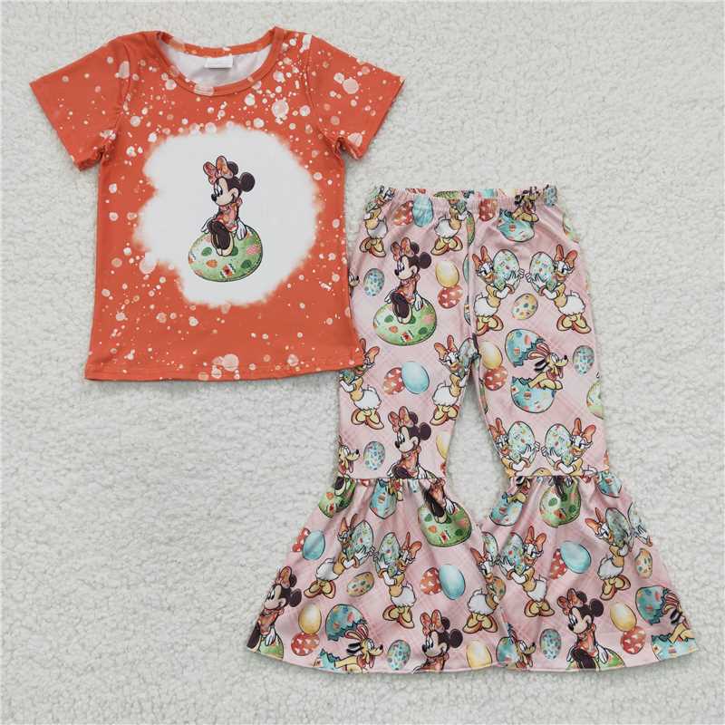 RTS NO MOQ Baby Girl easter Short Sleeve Top Pants Set
