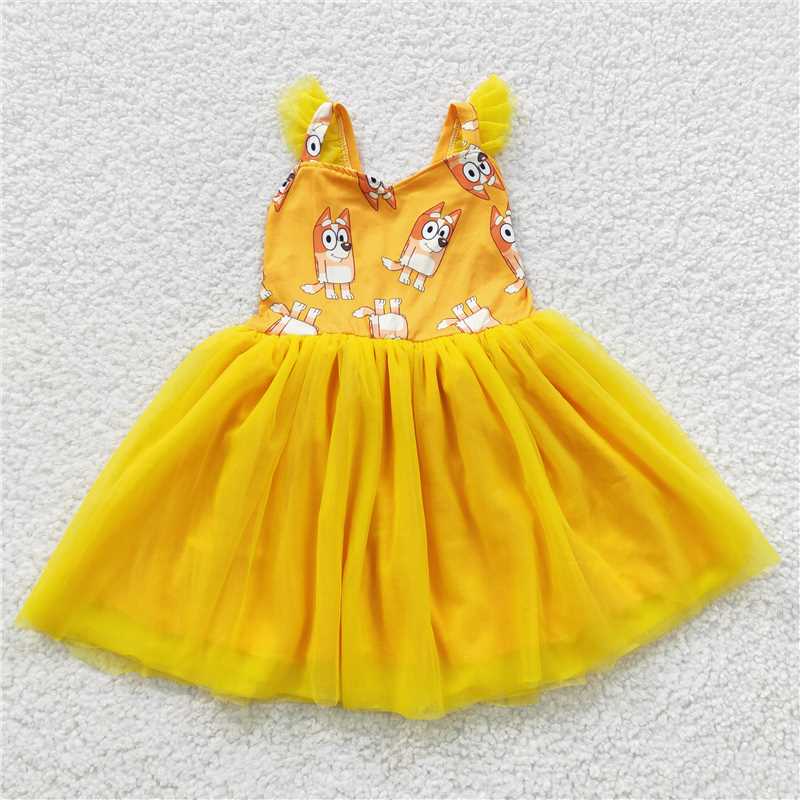 GSD0356 dog yellow flying sleeve dress