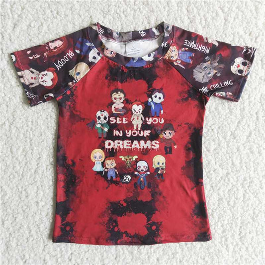 C9-17 seeyouinyour clown halloween red short sleeve