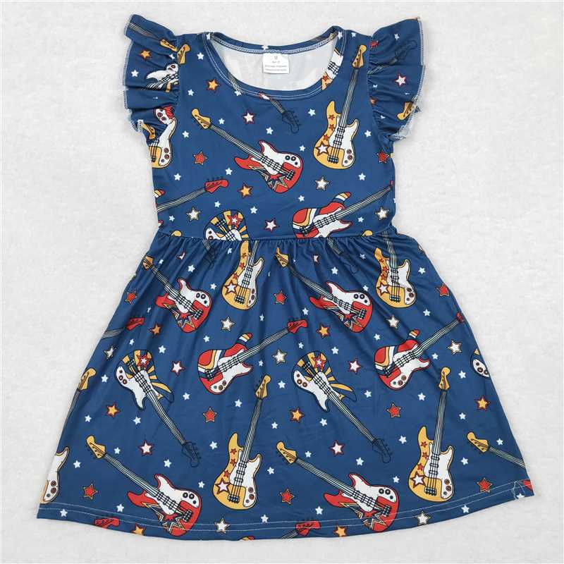 Guitar dark blue flying sleeve dress 吉他深蓝色飞袖裙