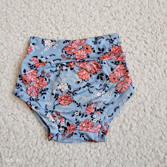 G2-4-6*'. Orange and white floral navy blue thong