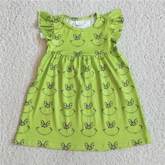 G5-10-4*.; Yellow eyes light green flying sleeves dress