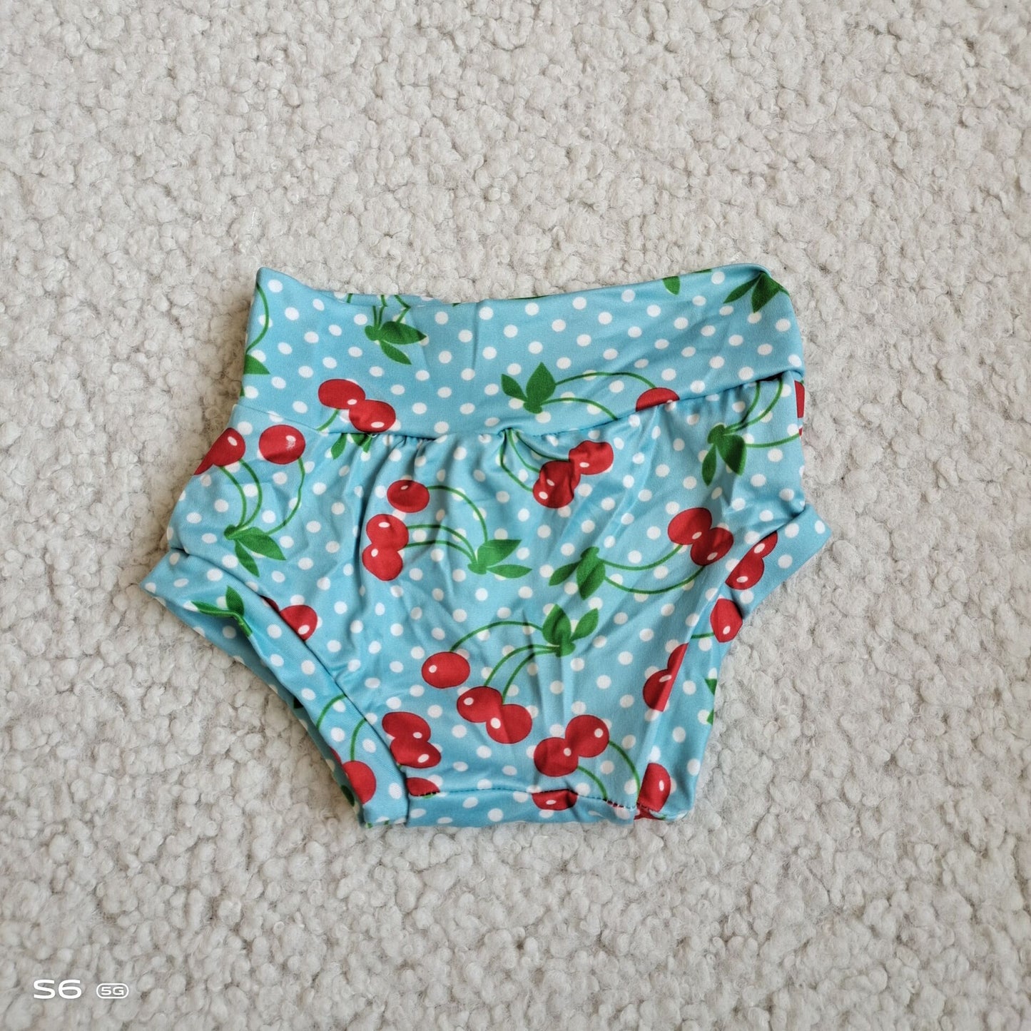 G2-8-1*-. Cherry white dots aqua blue thong