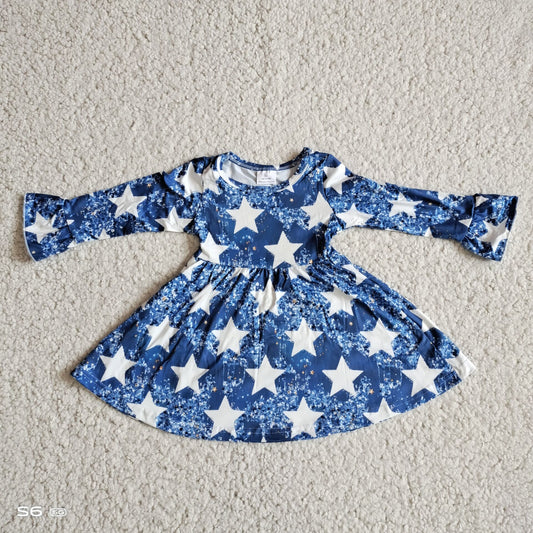 RTS NO MOQ SALES  G2-24-6.,' Star blue sequined long-sleeved dress